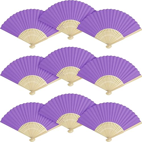 Miniatura 10 de 50 paquetes de abanicos de papel blanco ventilador de mano de bambú plegable ventilador de mano ventilador de papel plegable ventilador de papel