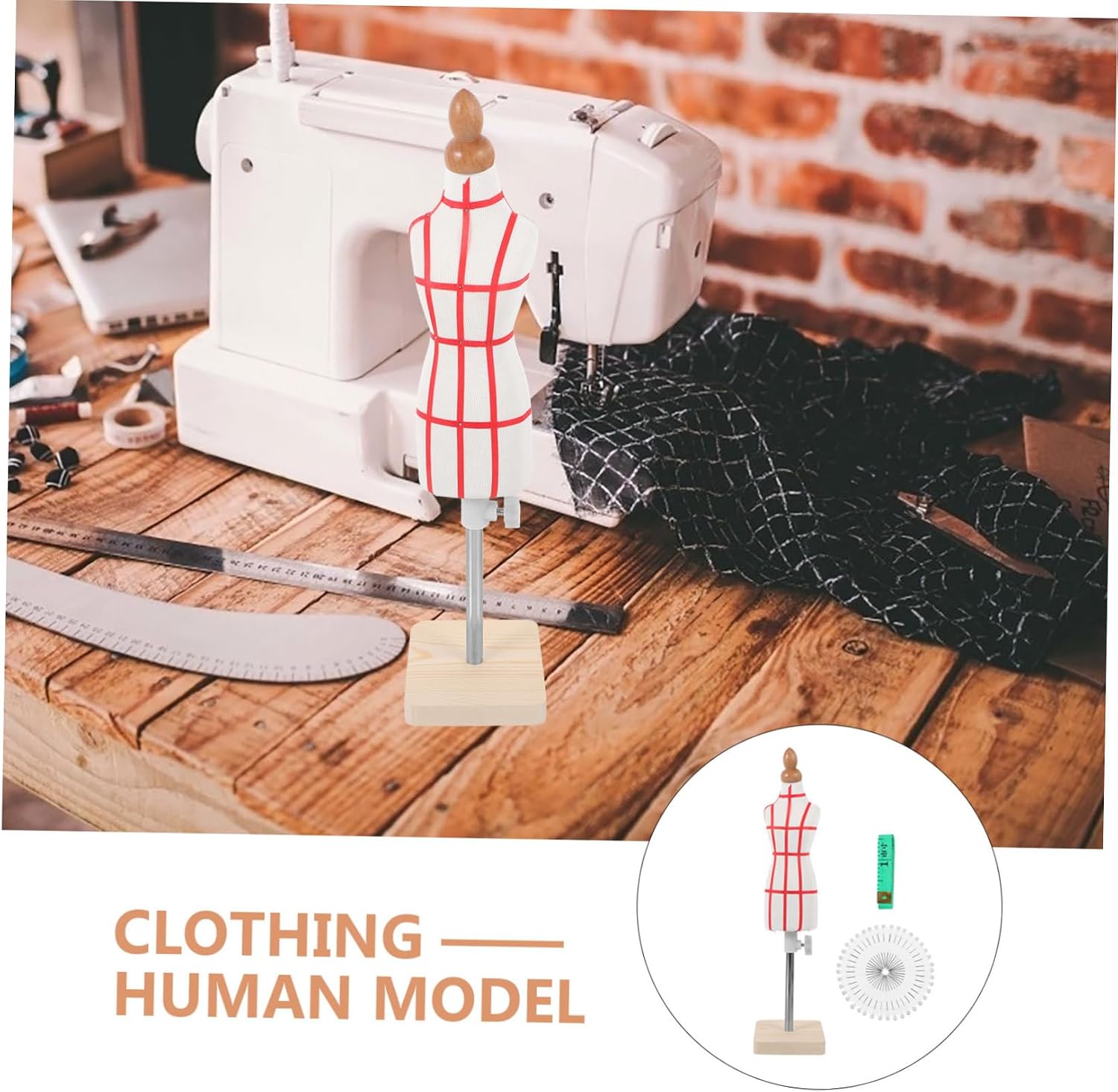 Sewing Mannequin Dress Form Stand for Clothing Display Wood and Cotton Material Miniature Dressmaker Model for Tailoring and Dressmaking Wrinkle-Resistant Support Portable Scale