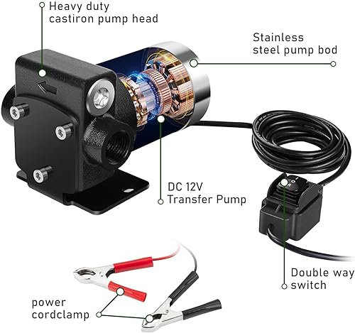 Miniatura 5 de Tanque de combustible portátil de 52 galones, tanque de combustible de gasolina con bomba de transferencia de combustible eléctrica de 12 V, tanque