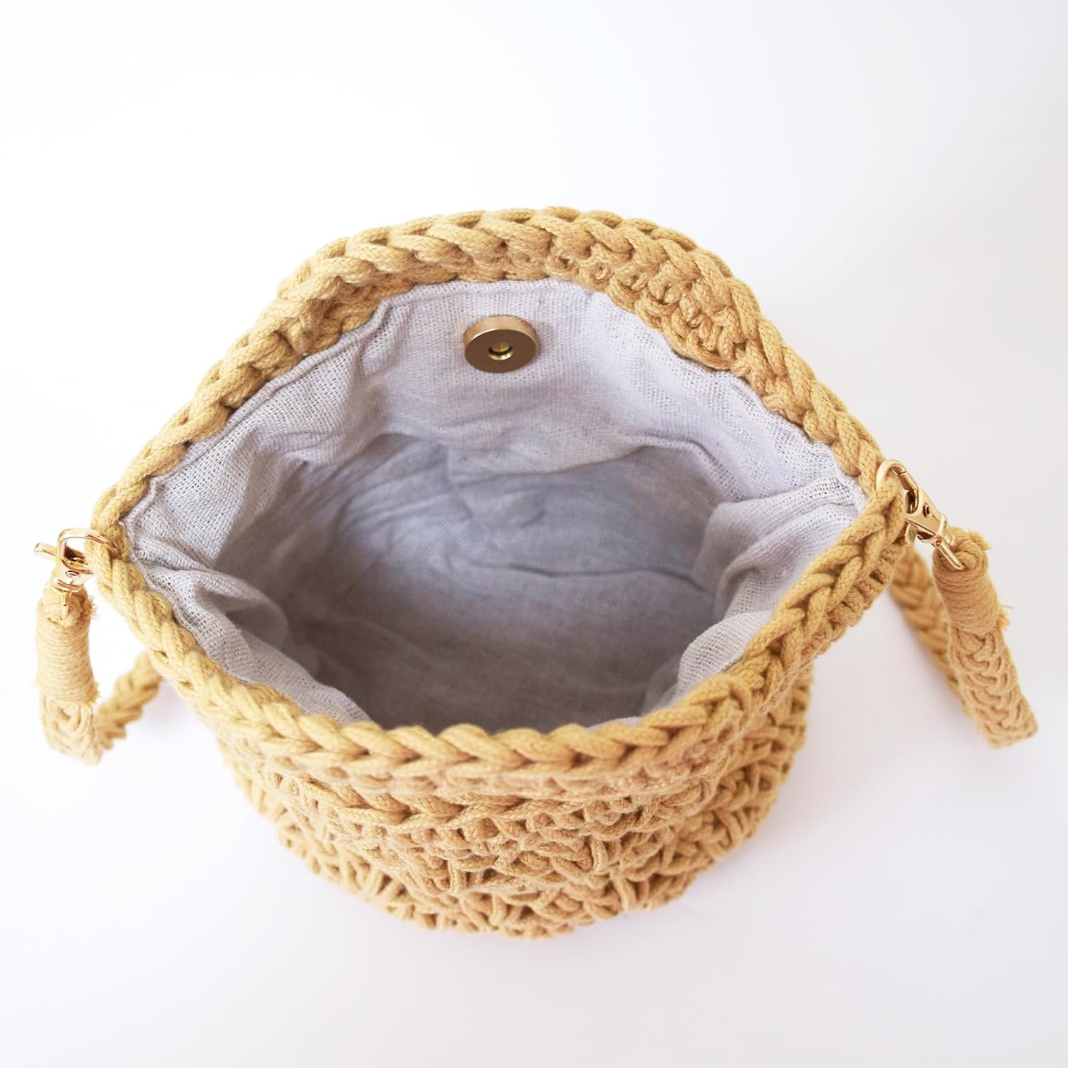 Handwoven Crossbody Handbag Summer Beach Bucket bag Cotton Crochet Shoulder Bag Basket Purse for Women