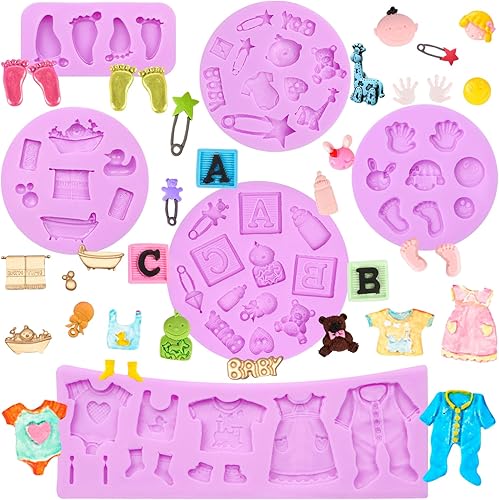 Infovox Baby Feet - Juego de 6 moldes de silicona para decoración de pasteles, chocolate, fondant, gelatina, jabón, cera, arcilla polimérica