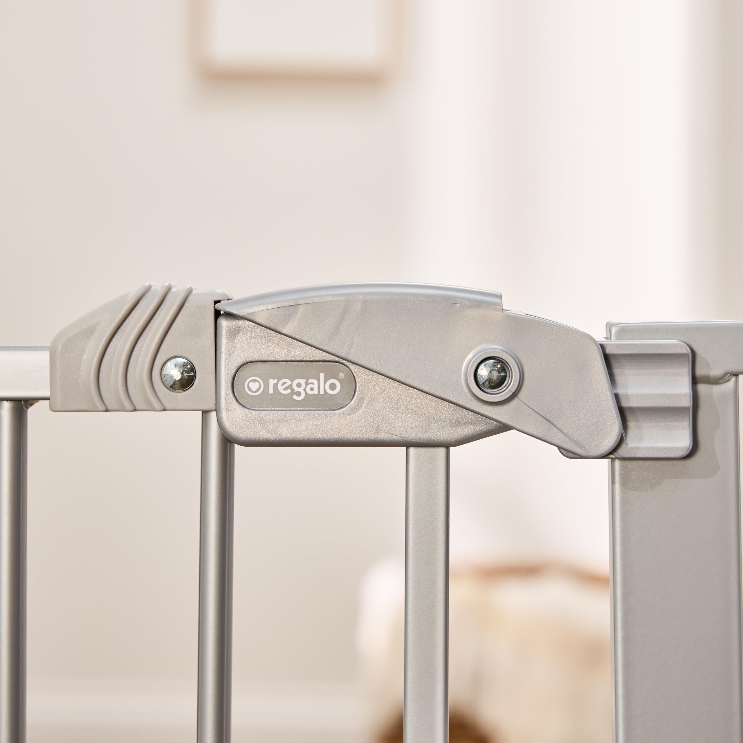 Regalo Safety 91.4cm Extra Tall Baby Gate for Doorways & Bottom of Stairs, Fits Openings 73.6-90cm (Extension Included), Pressure Mounted for Babies, Toddlers & Pets