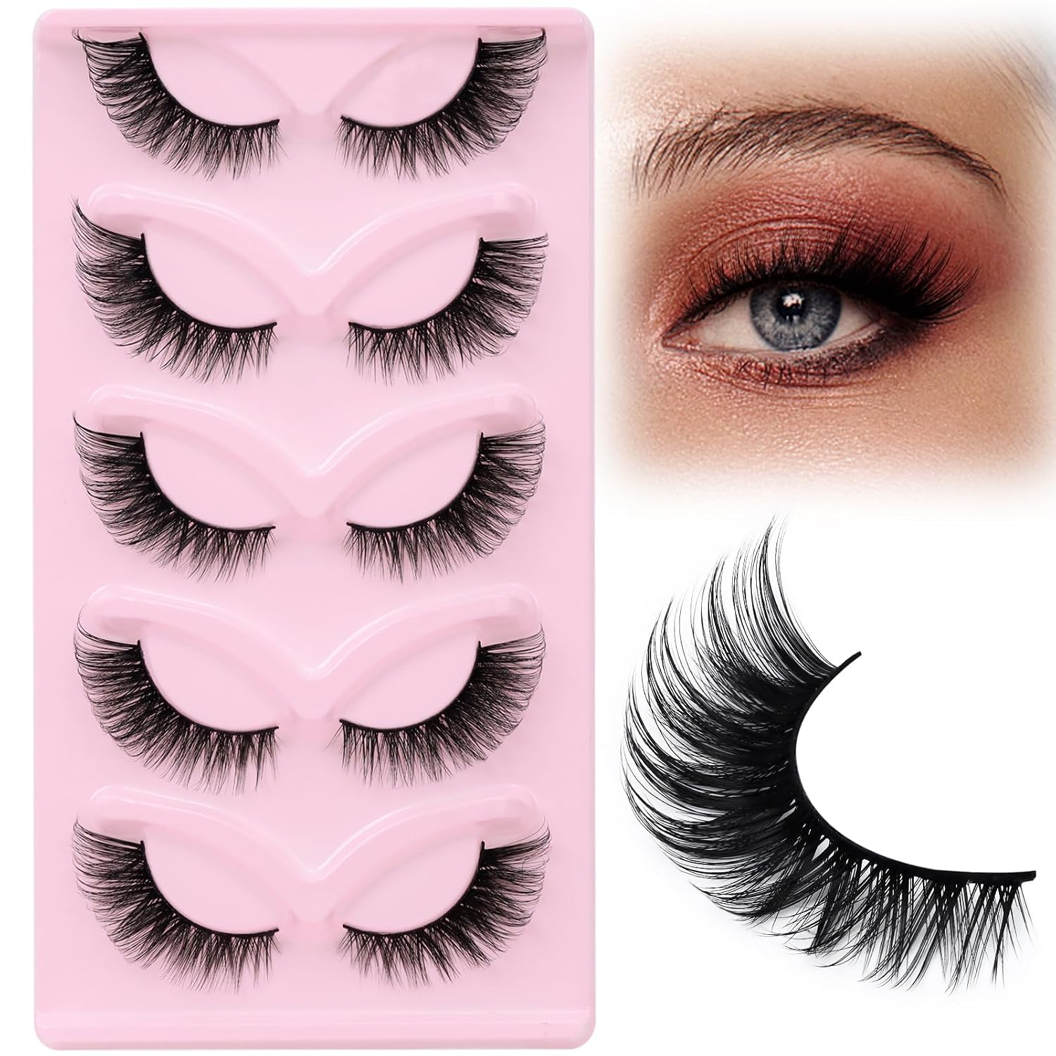 Rzęsy lisie oko kocie rzęsy 7-13mm Naturalne sztuczne rzęsy Efekt przedłużania rzęs L Curl Mięciutkie, gęste rzęsy Fox eyelashes Cat eye lashes (F31)