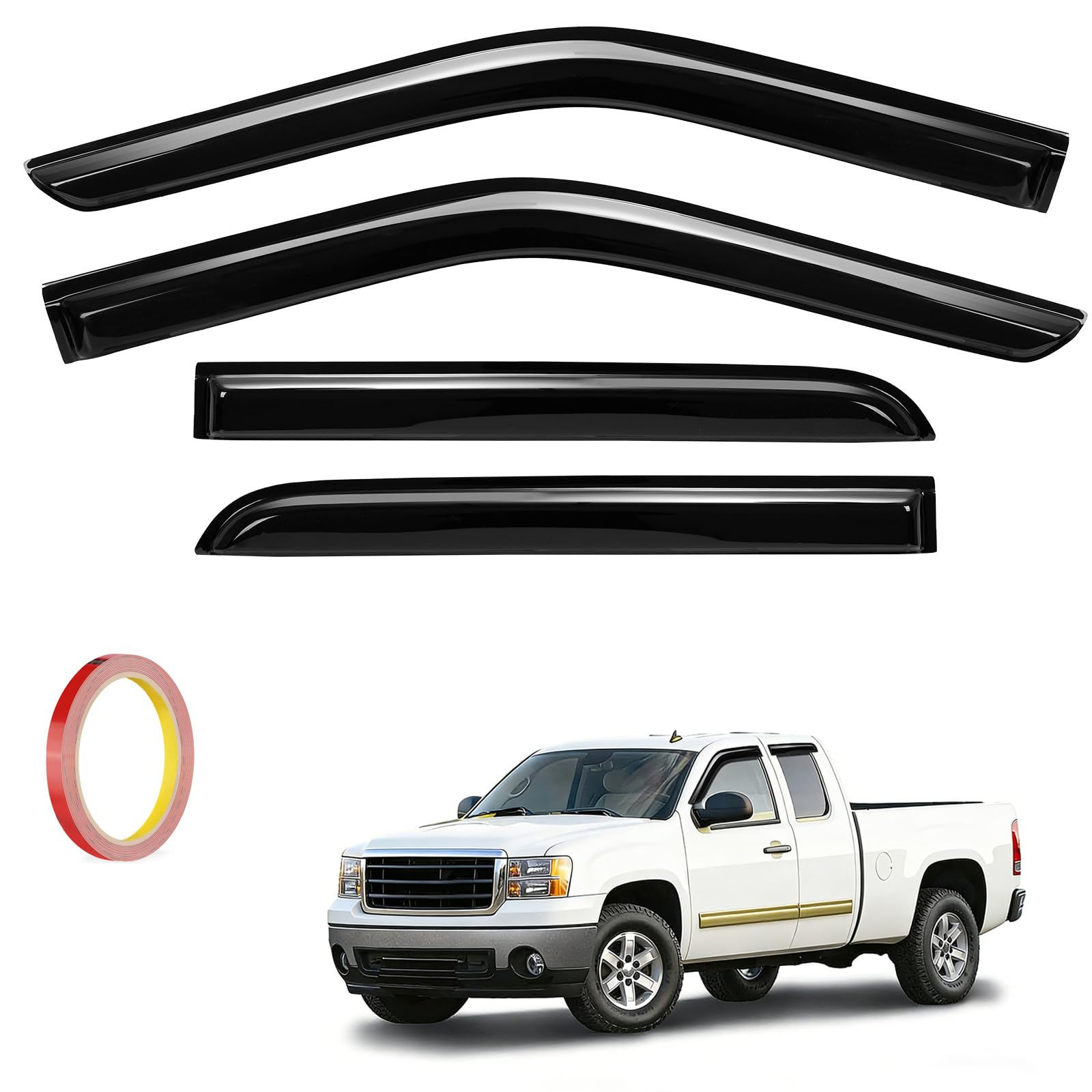 Photo 1 of Blshwez 4Pcs Window Vent Visors, Outside-Mount Window Deflectors, Rain Guards for 1999-2006 Chevy Silverado/GMC Sierra 1500/2500/3500/2500HD