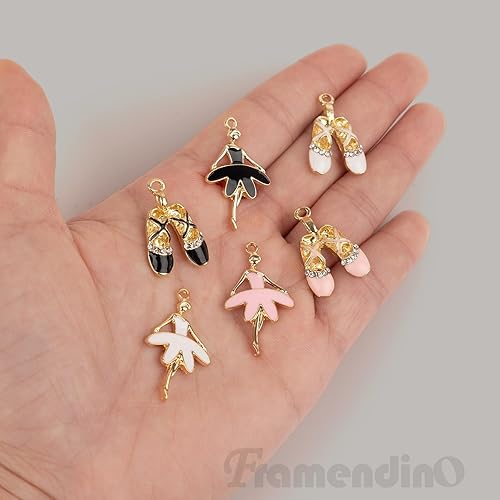 Miniatura 6 de Framendino, Esmalte Ballet Girl Charm Ballet Shoes Colgante Ballet Girl Colgante Ballet Girl Colgante para collar, aretes, pulsera, joyería artesanal