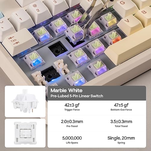 Miniatura 8 de EPOMAKER Galaxy100 Lite QMKVIA - Teclado para juegos con batería de 8000 mAh y teclado numérico, teclado mecánico de aluminio 1800, USB-CBT2.4Ghz,