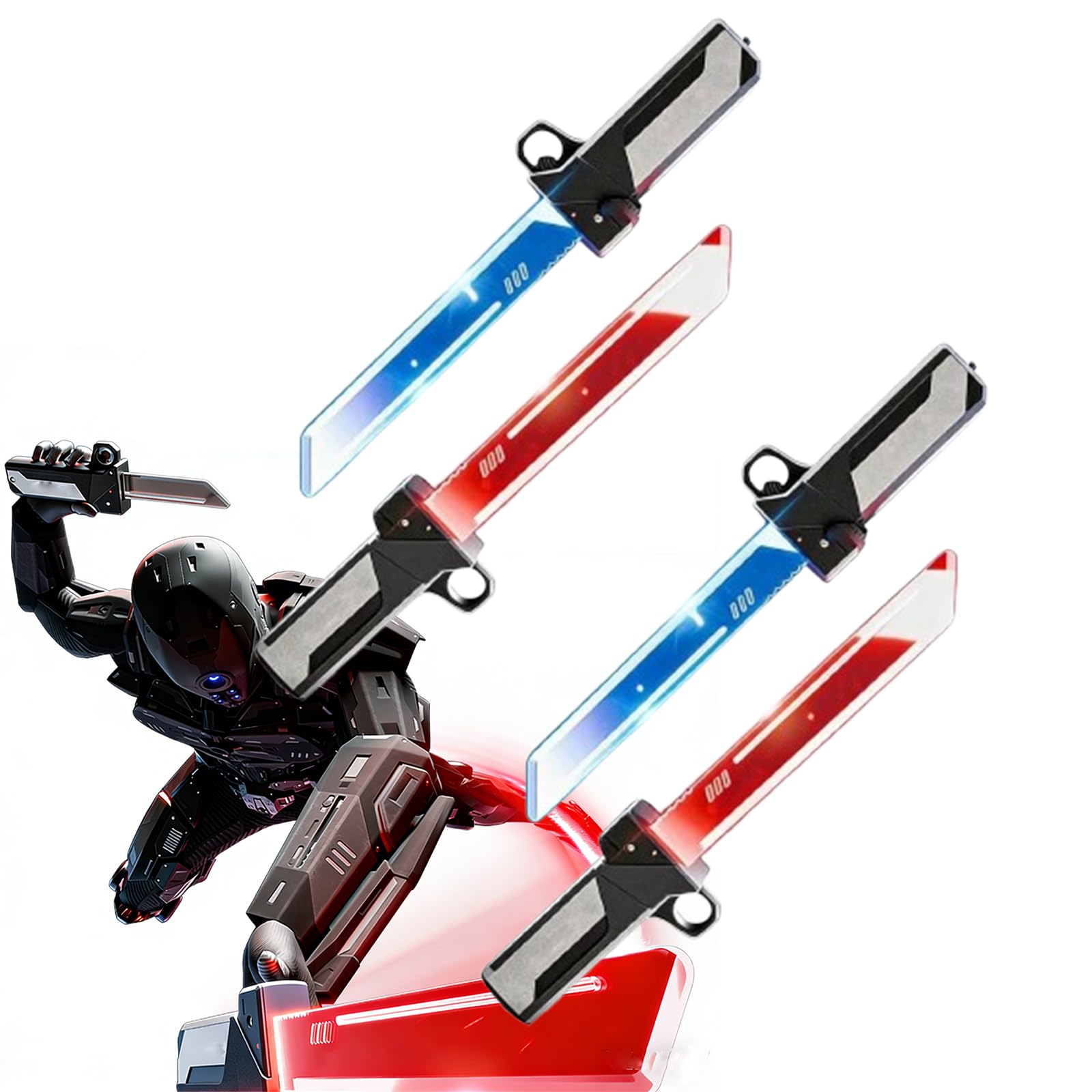 Guuzetu Unisex 2Set Retractable Plug-In Lightsaber Toy, 2-In-1 Led Light Up Sabers With Motion Sensor, Double Bladed Light Up Sword, Reversible Fingertip Spin Hilt Sword, For Cosplay, Cool Gadgets (2Set)