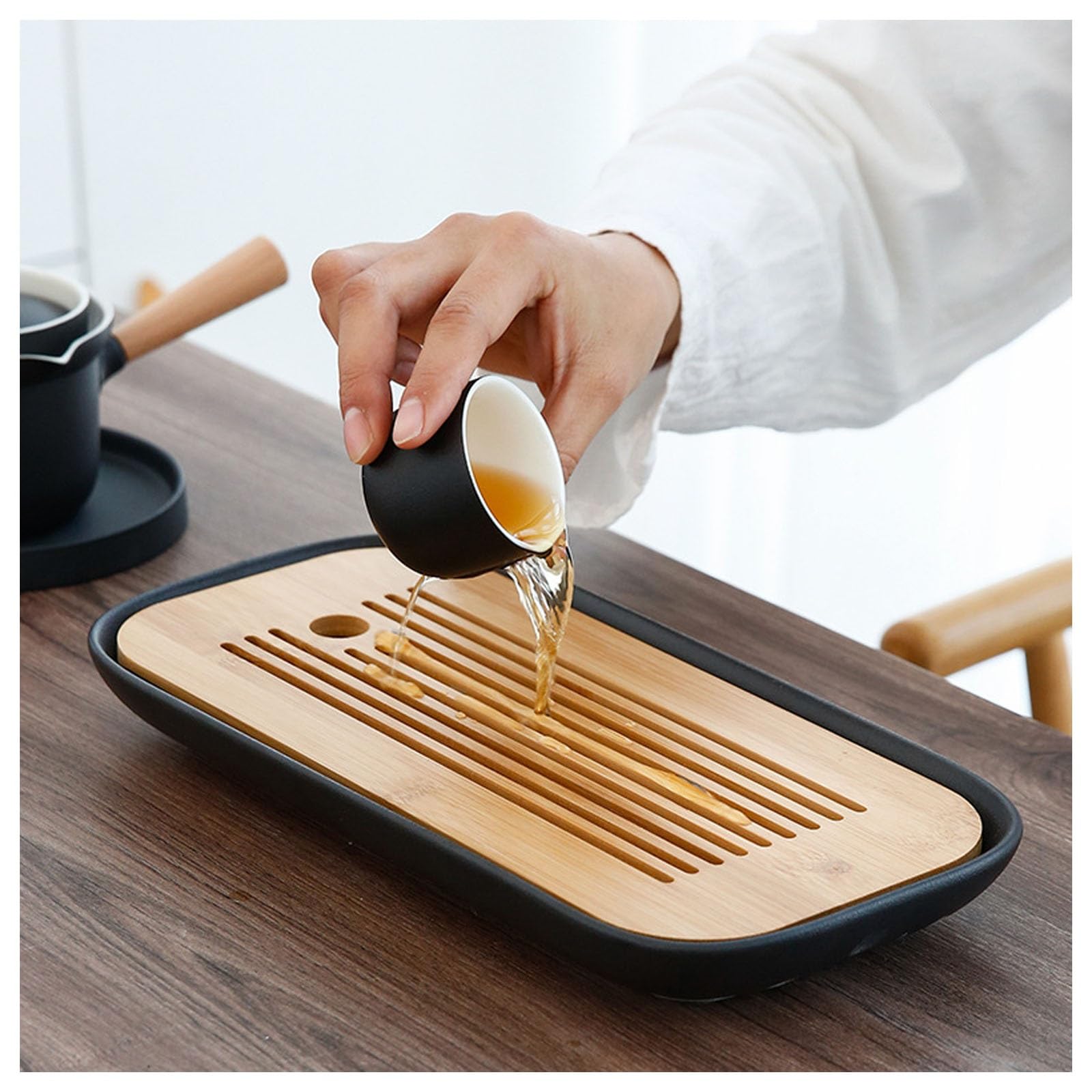 Przenośny podróżny zestaw do herbaty Kung Fu, mini ceramiczny chiński zestaw do herbaty Gaiwan z 4 filiżankami, ręcznie wykonany tradycyjny zestaw do herbaty dla dorosłych, idealny do użytku domowego