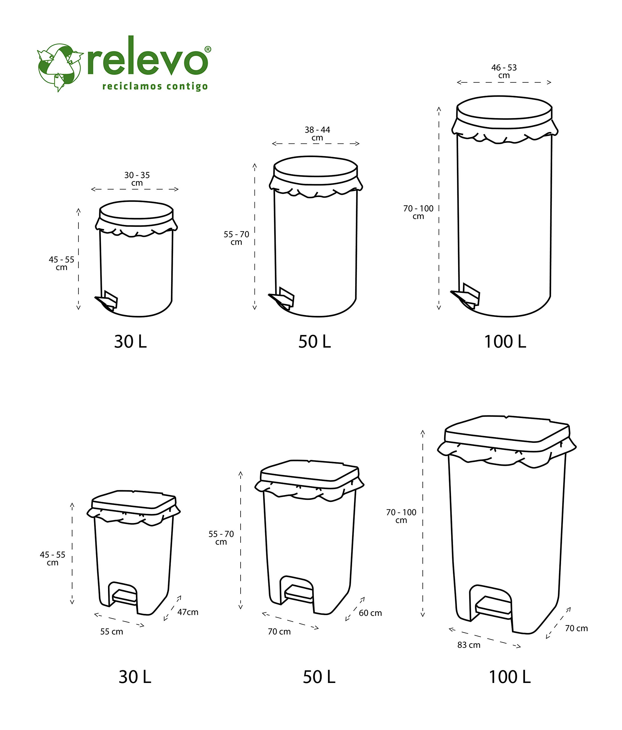Relevo 100% wkładki na śmieci z recyklingu, wytrzymałe 100 l, 150 worków na śmieci