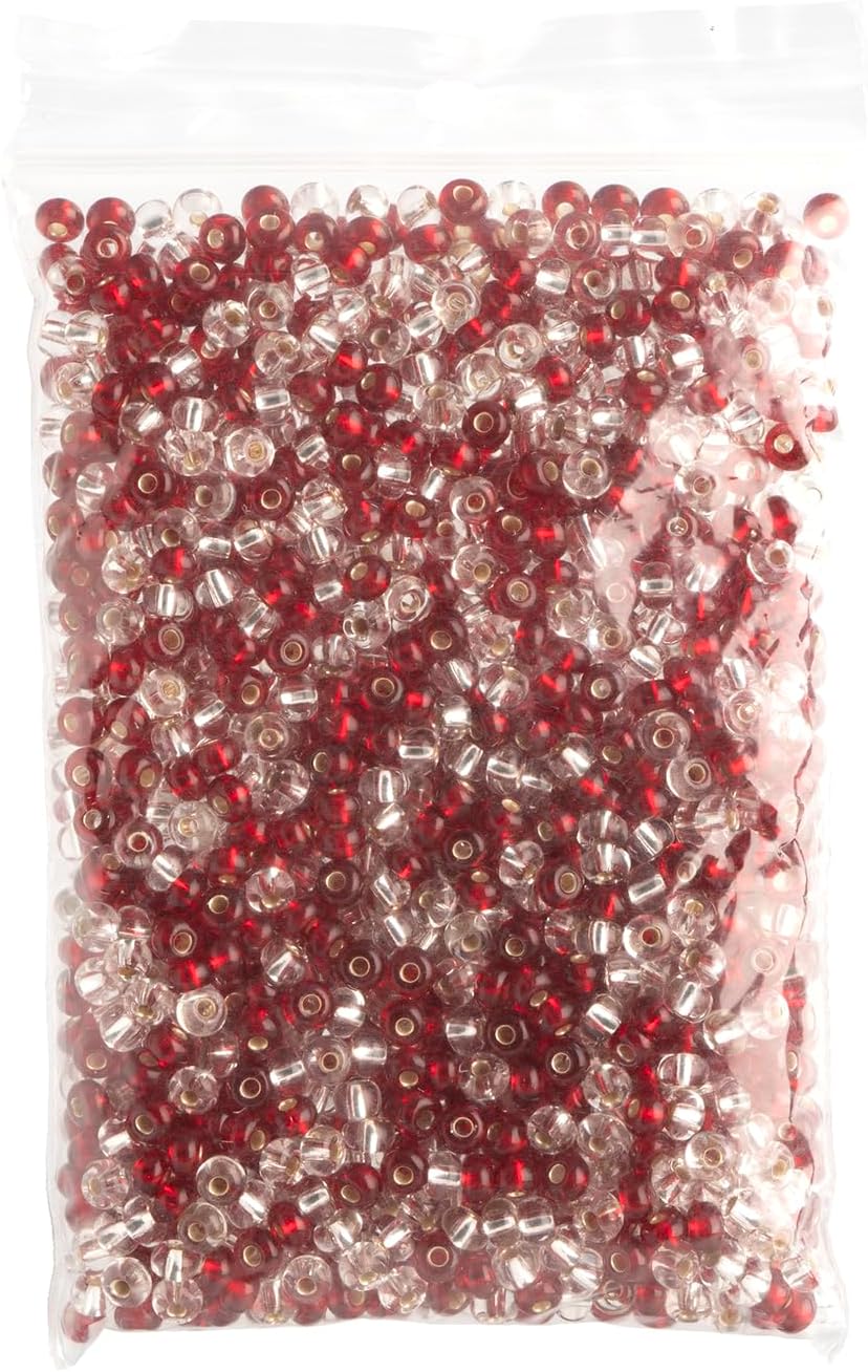 John Bead Czech Glass Seed Beads 6/0 (100g) Rubies & Diamond Mix Beads for DIY Art Crafts Jewelry Bracelets Necklaces Earrings Making