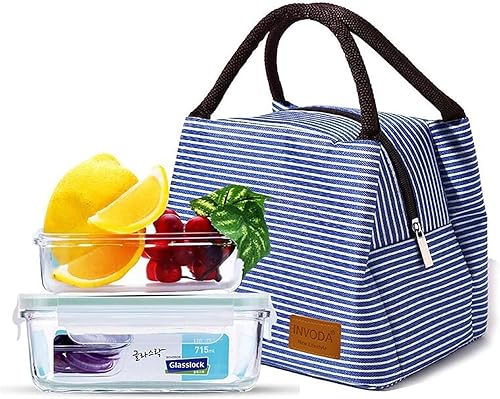 Miniatura 7 de Bolsa de almuerzo plegable para el almuerzo, 4 unidades, reutilizable, contenedor aislado, bolsa de picnic para hombres y mujeres