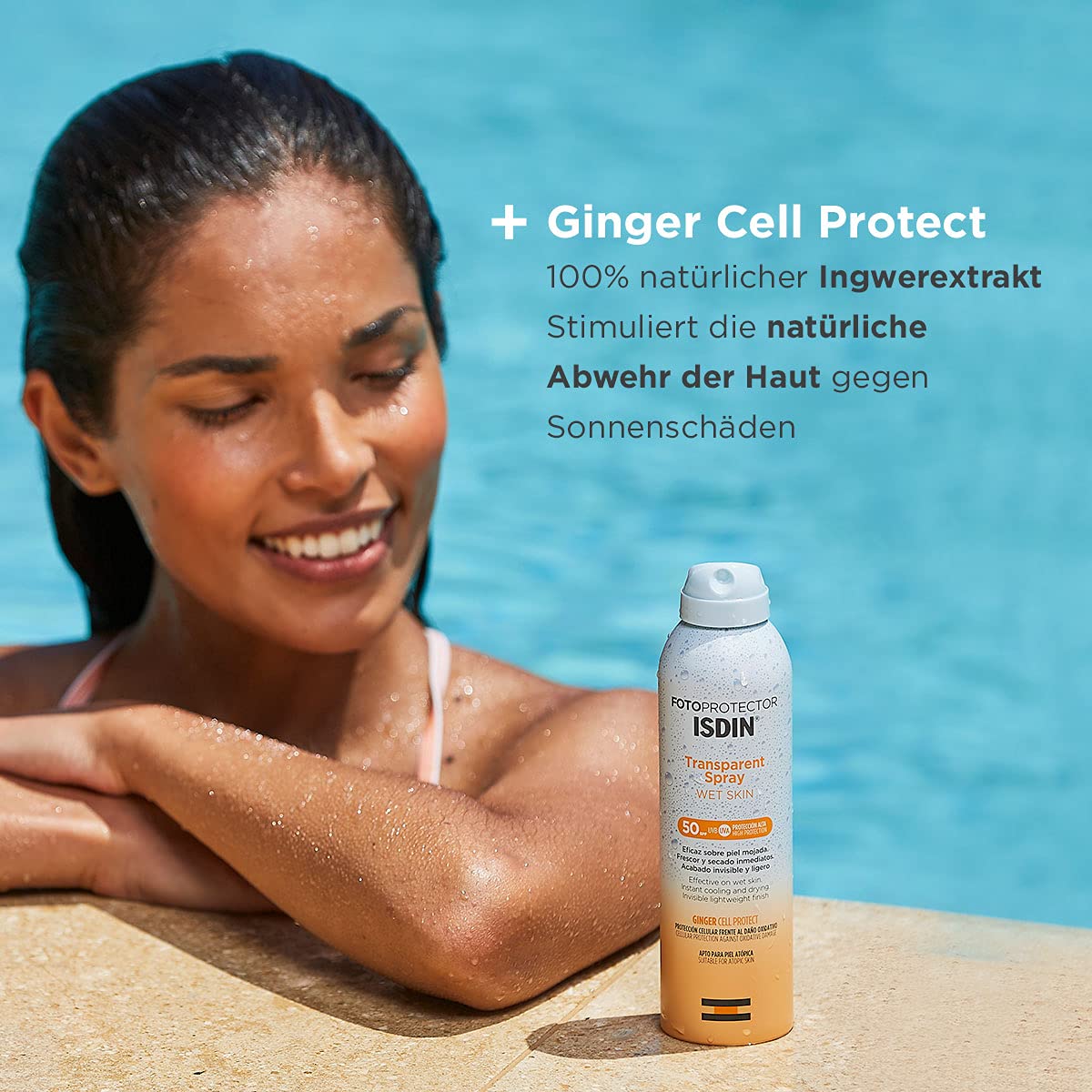 ISDIN Fusion Water LSF 50 | Sonnencreme für das Gesicht zur täglichen Anwendung| Ultraleichte Textur, 50 ml + Wet Skin Transparent Spray 50 | unsichtbarer und leichter Lichtschutz | 250 ml