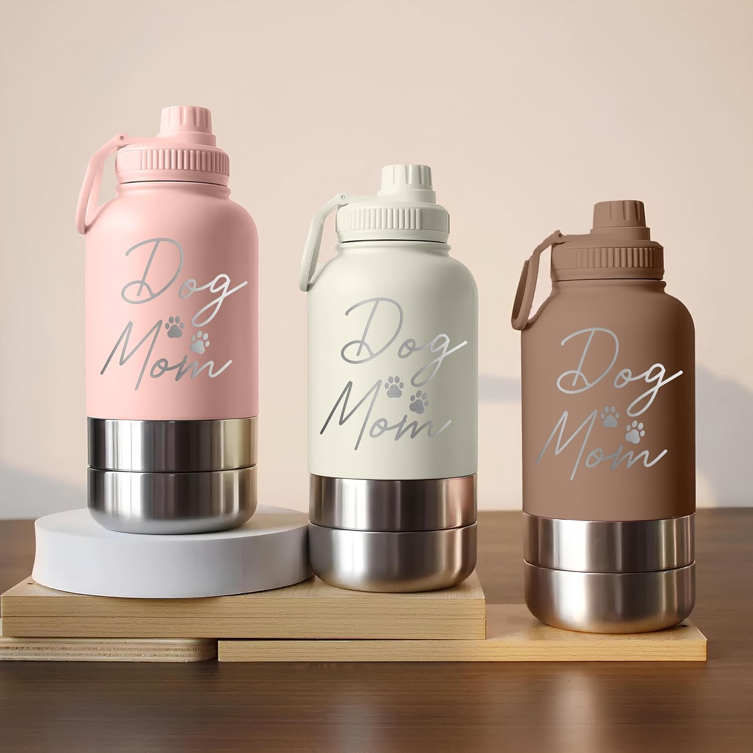 TEEAMORE Mom Water Tumbler with Bowls Personalized Stainless Steel Travel Bottle White - Image 6