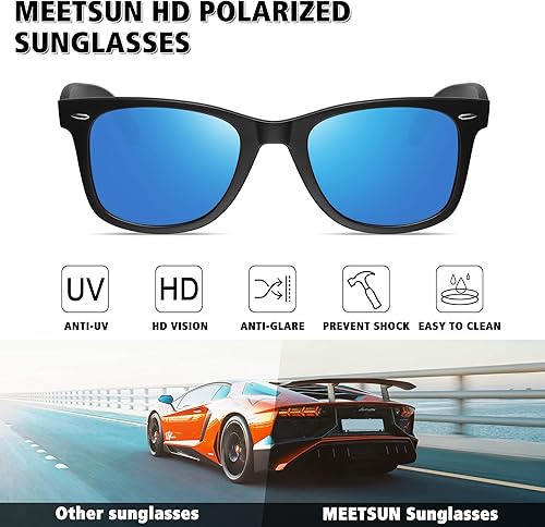 Miniatura 2 de MEETSUN Gafas de sol polarizadas para hombres y mujeres, gafas de sol clásicas retro para conducir, pescar, protección UV