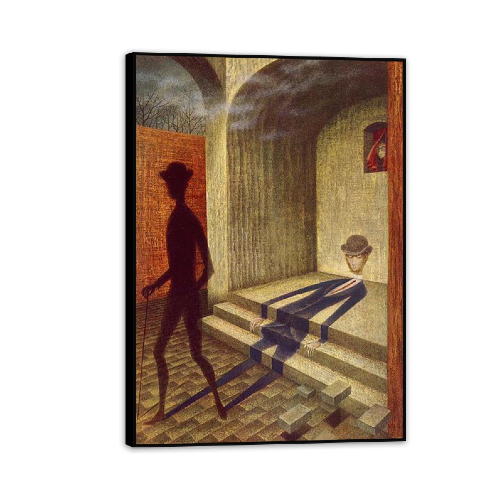 MYCGGDGH Remedios Varo Canvas Wall Art Reproductions of Famous Paintings Phenomenon Surrealist Canvas Painting Wall Decor for Living Room Bedroom Home Decor 70x50cm(28x20in) Black Framed