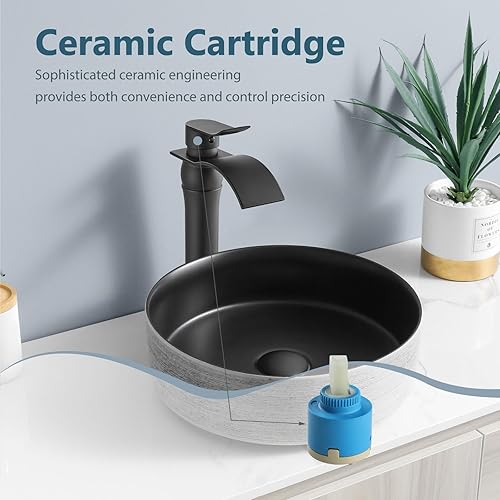 Miniatura 8 de Aolemi Grifo de lavabo de baño, grifo de lavabo de latón vintage negro mate, grifo de lavabo de un solo orificio, grifo giratorio alto de cascada, 1