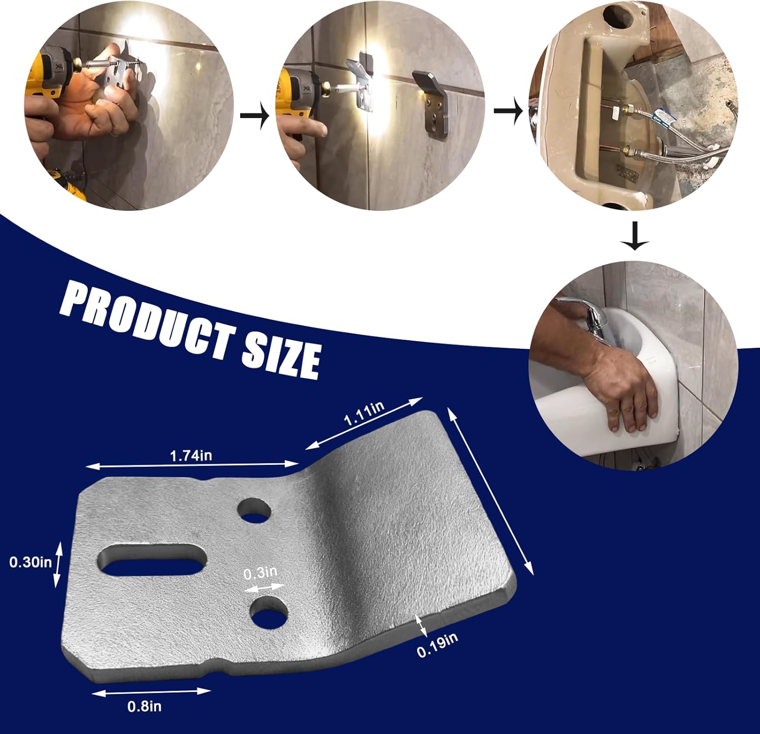 4 Pack 1224196 Wall Mount Sink Hanger Kit - Compatible with Kohler Wall-Mounted Sinks, Urinals & Pedestal Sinks, Bathroom Wall Mounting Hardware