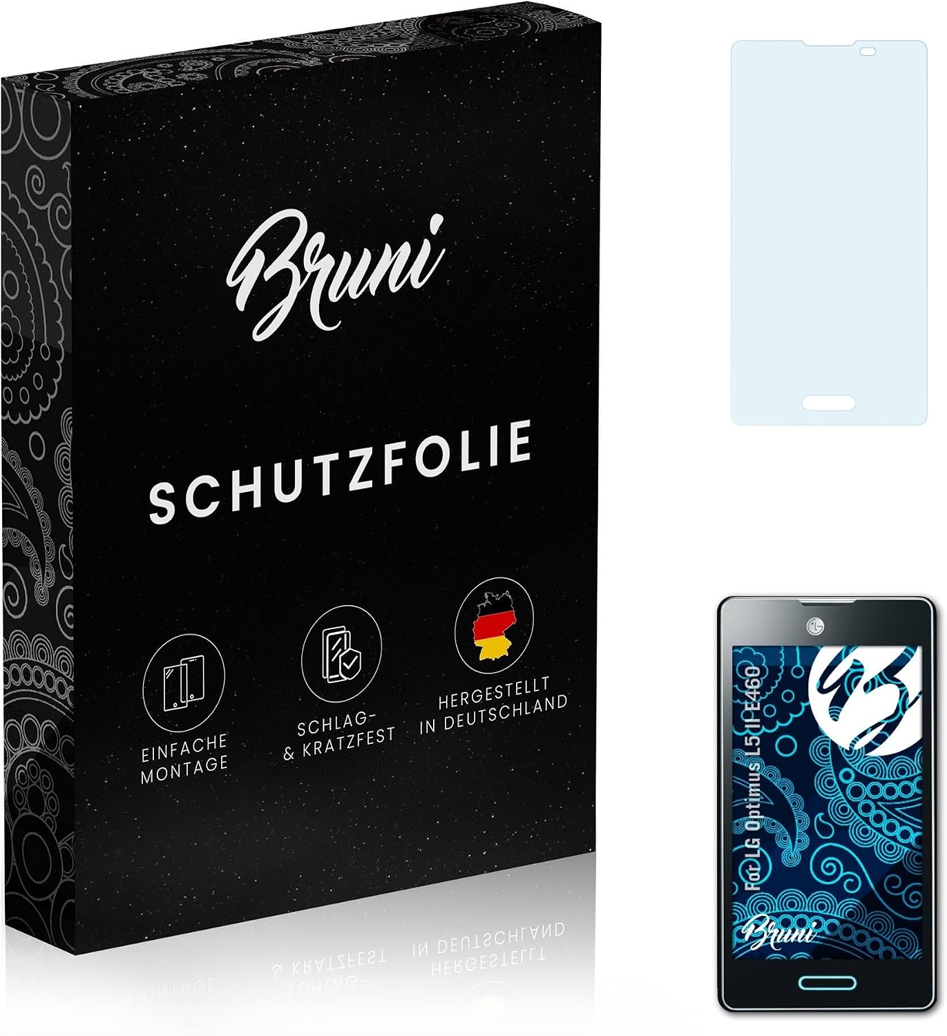 Bruni Screen Protector compatible with LG Optimus L5 II E460 Protector Film, crystal clear Protective Film (2X)