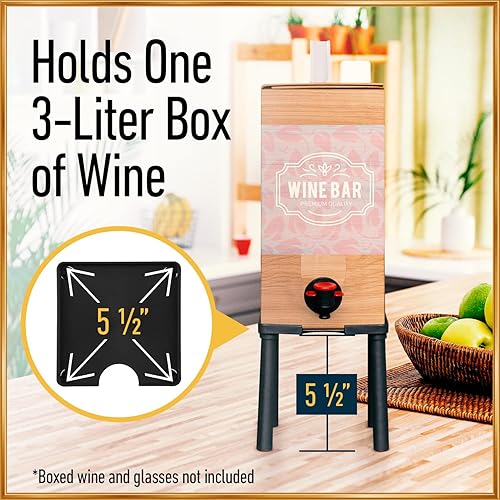 Miniatura 4 de IMPRESA Soporte dispensador de bebidas de vino en caja, contenedor de 3 litros, 5.5 pulgadas de alto x 5.5 pulgadas de ancho, vidrio negro moderno,