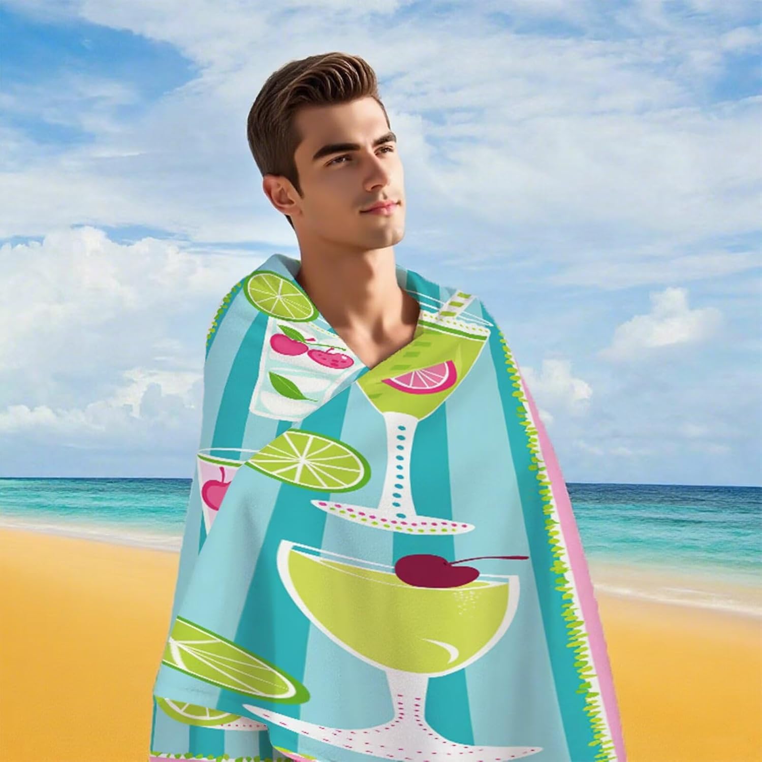 Beach Towel 40" x 72", Quick Dry Bath Towels Fruit Microfiber Beach Towel Sand Free, Super Absorbent, Lightweight Bathroom Towels, Includes Bag, Camping Pool Accessories, Vacation Essentials R1-28