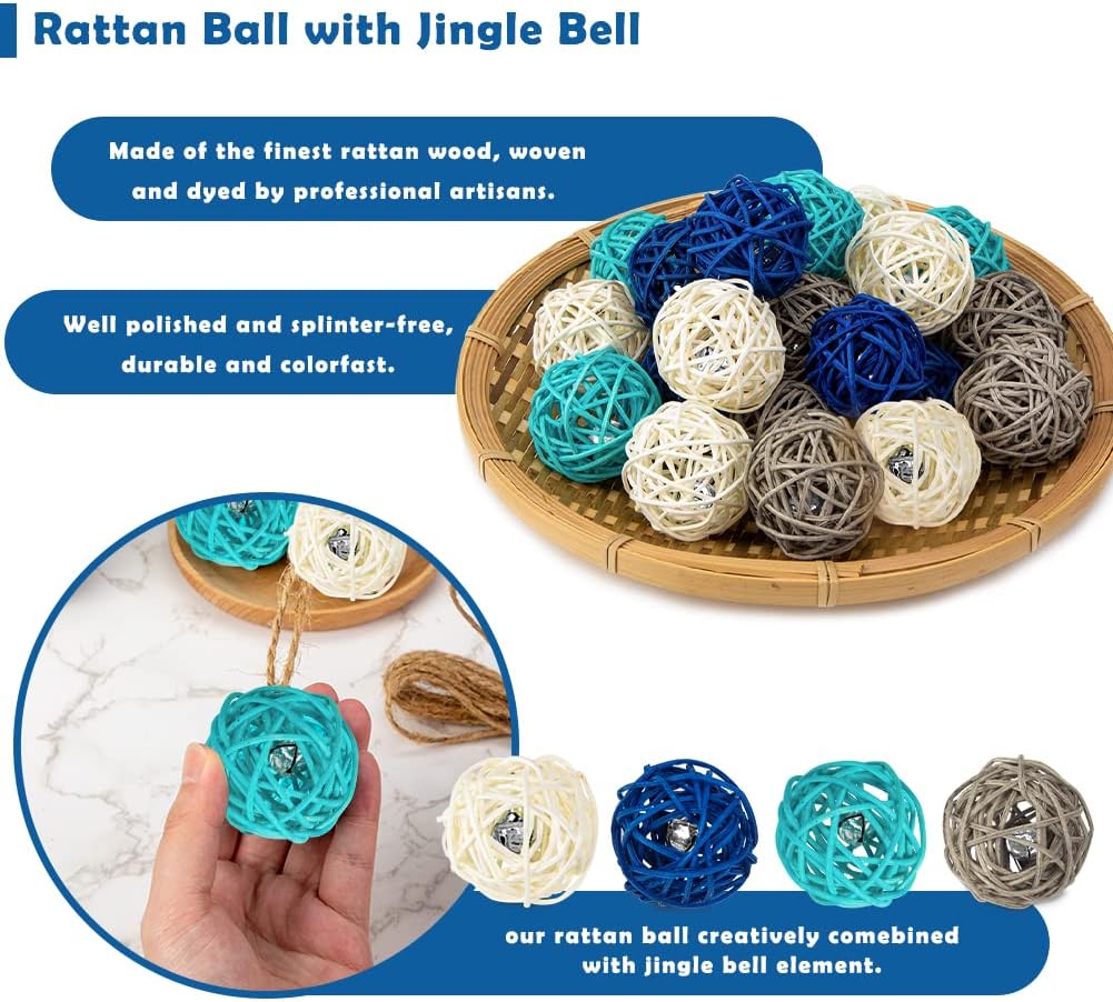 DomeStar 24PCS Ringing Rattan Balls and 24PCS Rattan Balls for Natural Decorative Wicker Rattan Balls Orbs Vase Fillers : Home & Kitchen