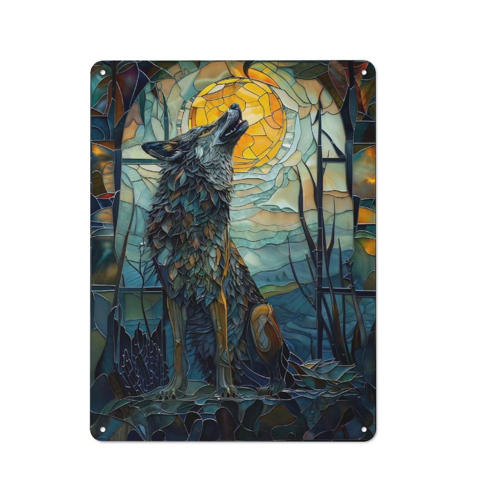 Junmoney Fairy Tale Wolf 40X30cm Retro Metal Plaque With For Garage Or Workshop, Housewarming Present For People Styling Garage And Workshop