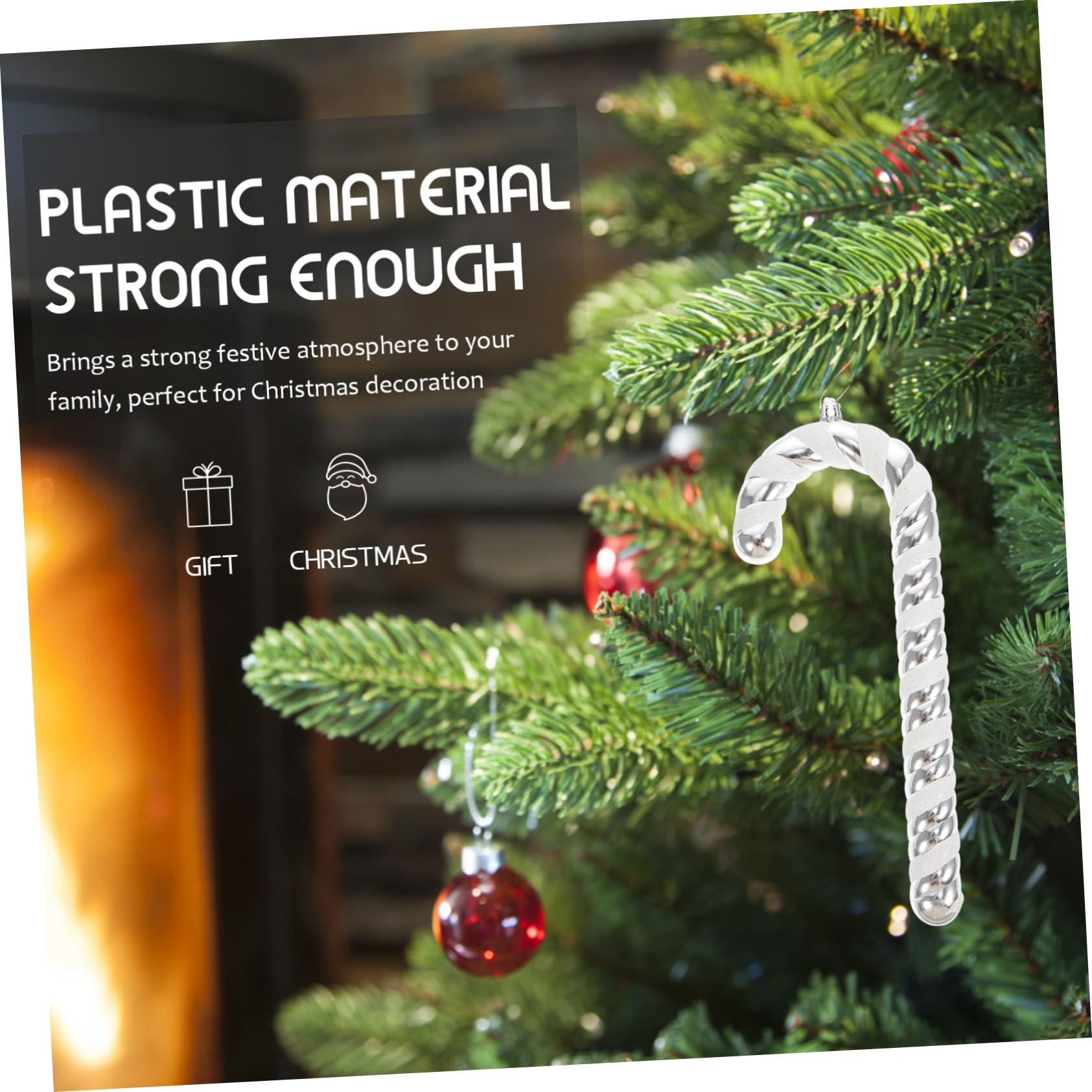 Cabilock 6 STK Weihnachtsstock Weihnachten Hängen Weihnachtsbaum Schmücken Zuckerstangen-Ornamente Christbaumschmuck Zum Aufhängen Weihnachtliche Süßigkeiten-Ornamente Festschmuck Plastik