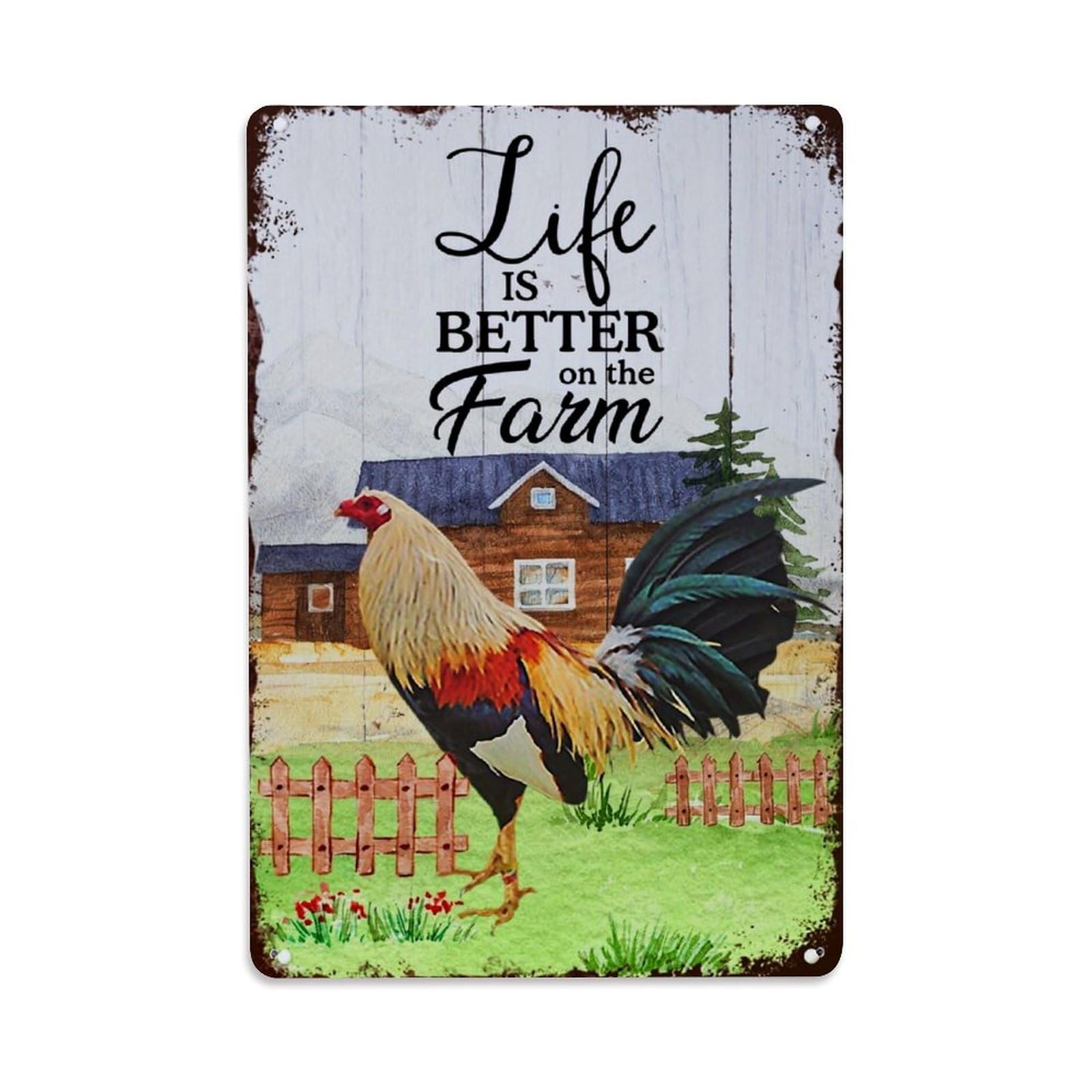 Jdfenggu Vintage Life Is Better On Farm Retro Metal Tin Sign, Metal Poster For Bar, Home, Man Cave, Kitchen, Laundry Room Art Decor 8X12 Inch