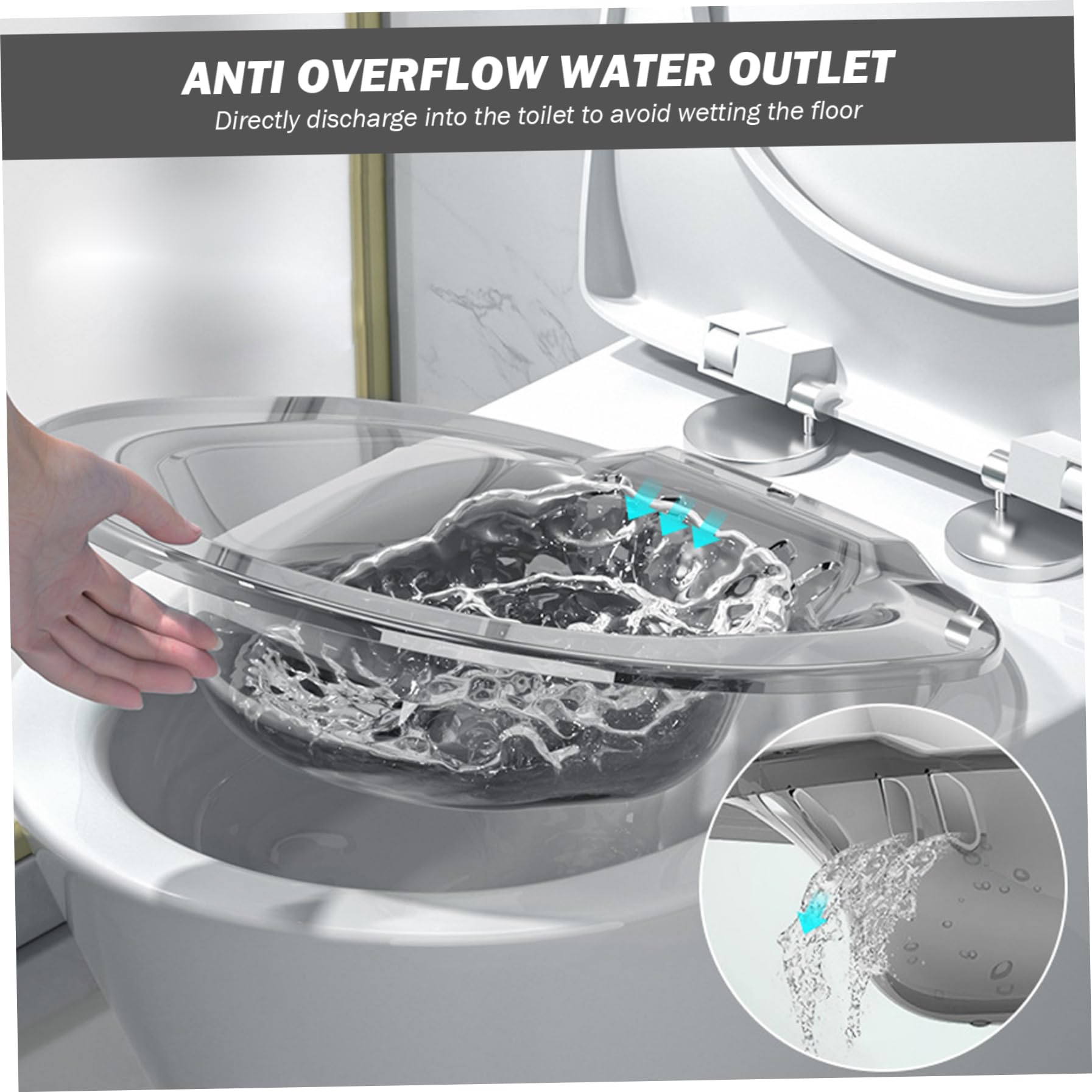 Sitz Bath portatile sopra il WC, bidet da viaggio, anti-traboccamento, 14 x 15 x 4 cm, attacco bidet per emorroidi, cura privata dopo il parto (grigio trasparente), Figürchen