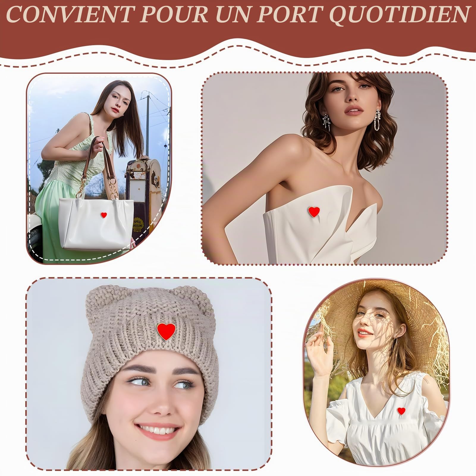 12 Pièces Broches en Coeur, Pins en Forme de Cœur Rouge Émail, Accessoires Romantiques pour Sacs Vêtements Chapeaux, Mariage et Saint Valentin Decoration