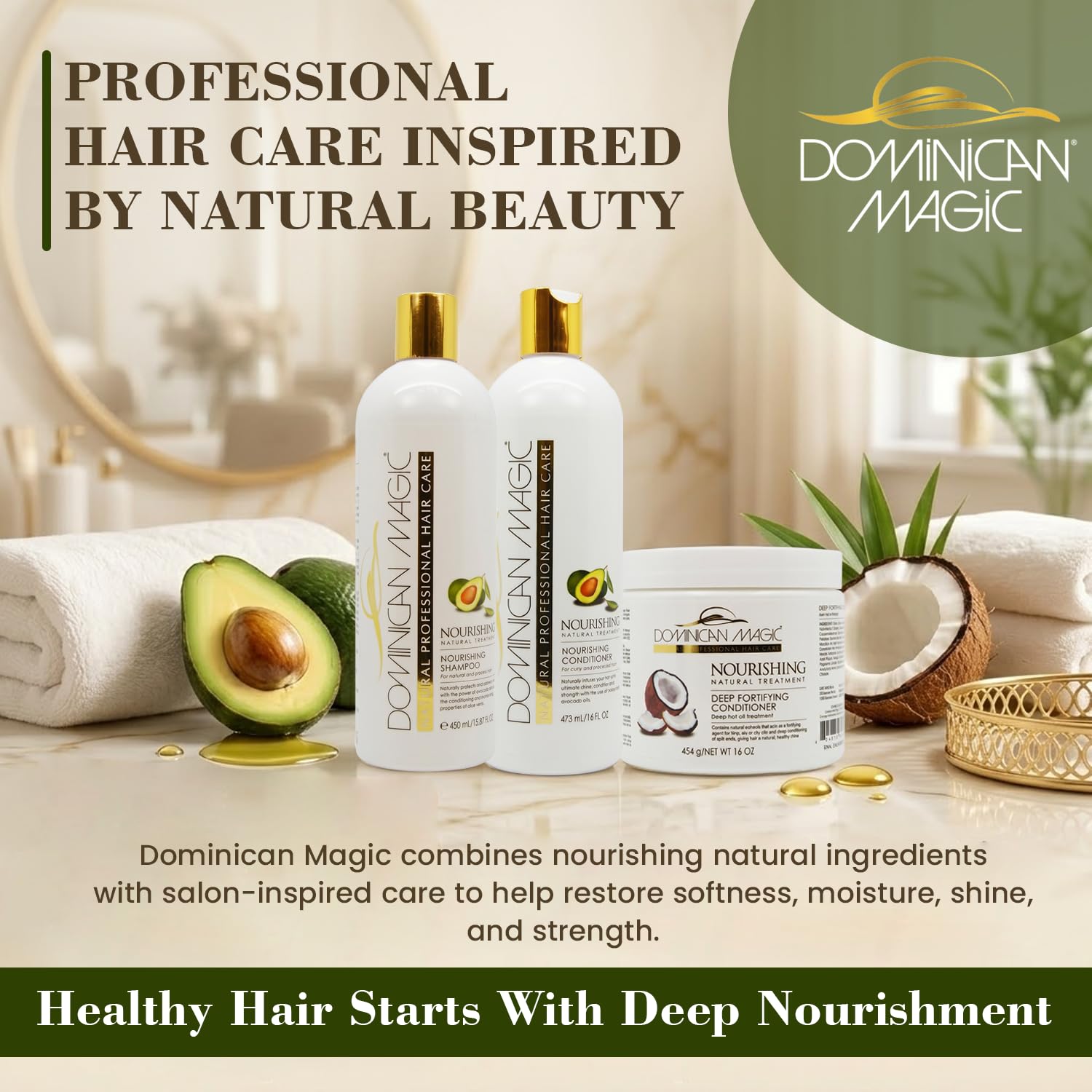 Dominican Magic Nourishing Shampoo & Conditioner Set for Dry, Damaged Hair