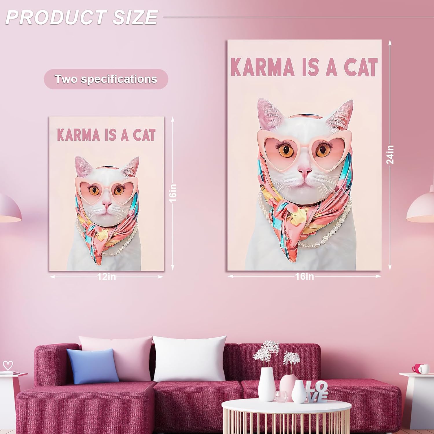 BFKDKG Taylor Poster wall art, Canvas wall art, Karma Is A Cat Album Prints, Lyrics Poster for Bedroom, Pink Room Wall Decor, Music Art Wall Decor for Girls Fans 16x24in