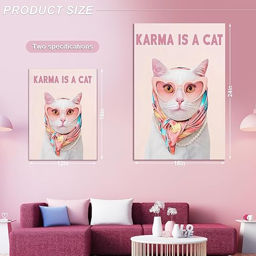 Miniatura 7 de BFKDKG Taylor - Póster de pared en lienzo, arte de pared de Karma Is A Cat, póster de letras para dormitorio, decoración de pared de habitación