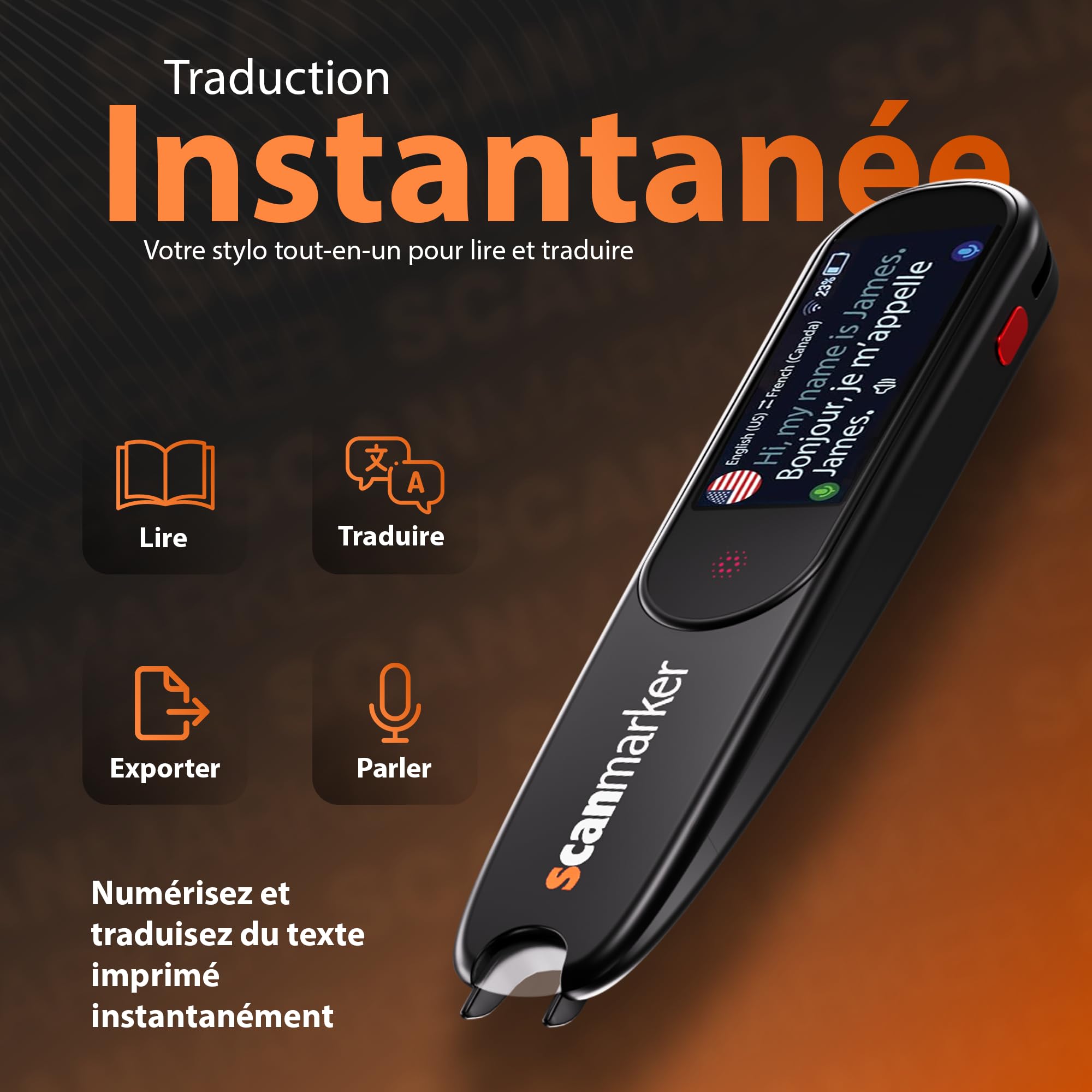 Scanmarker Pal Écran Interactif Stylo Traducteur Langue Instantanée Lecture Dyslexiques Scanner sans Fil Traduction 100+ Langues