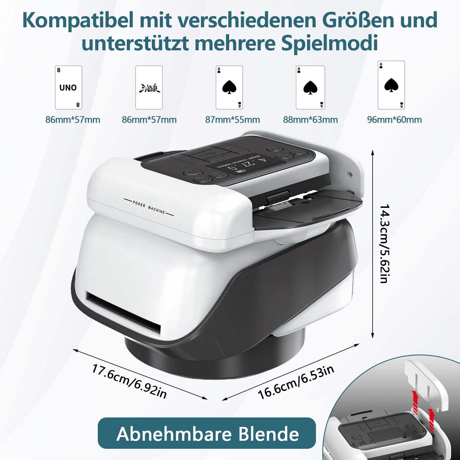Miscelatore automatico di carte e trasmettitore di carte con 4 pulsanti per schede