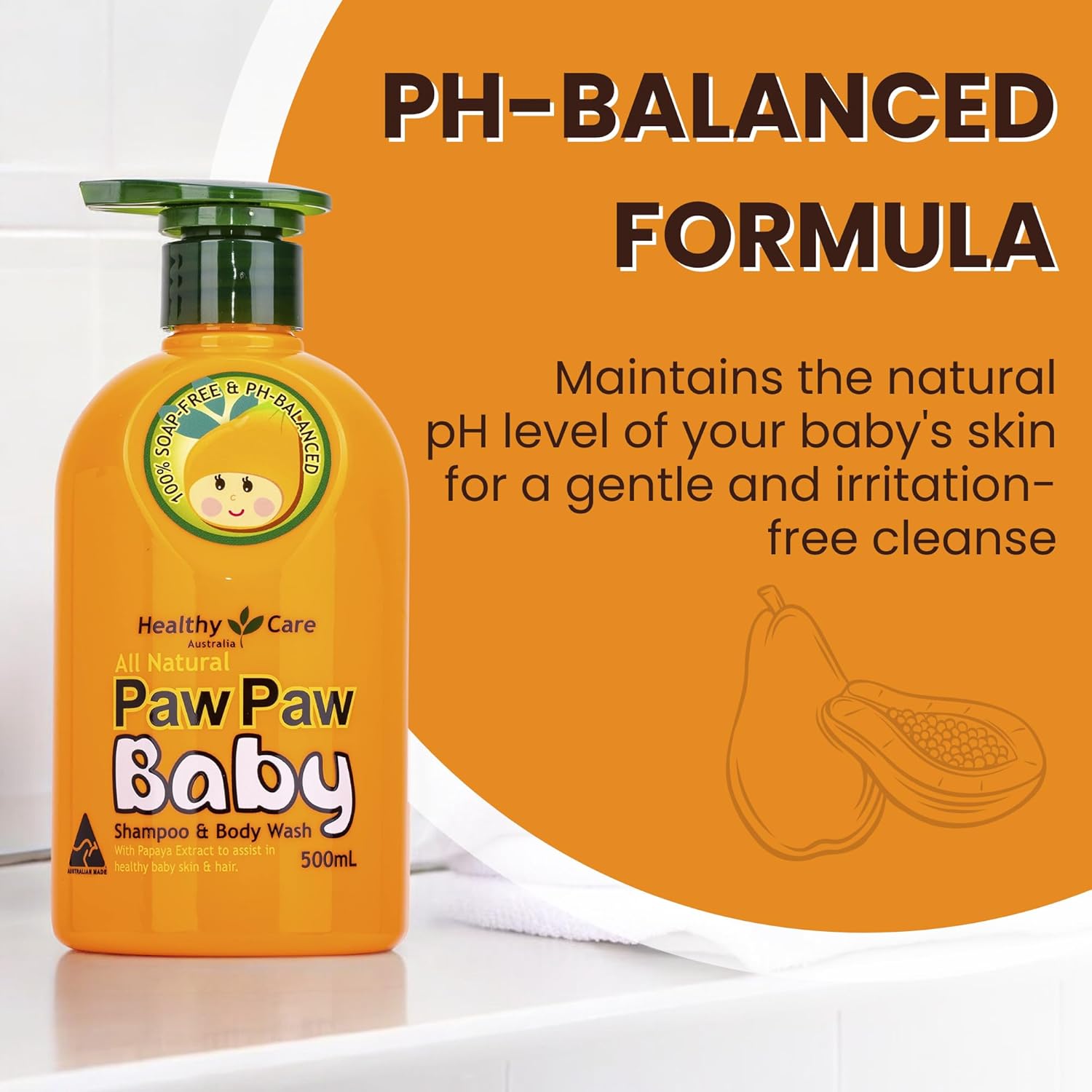 Healthy Care All Natural Paw Paw Baby Shampoo Wash 500ml