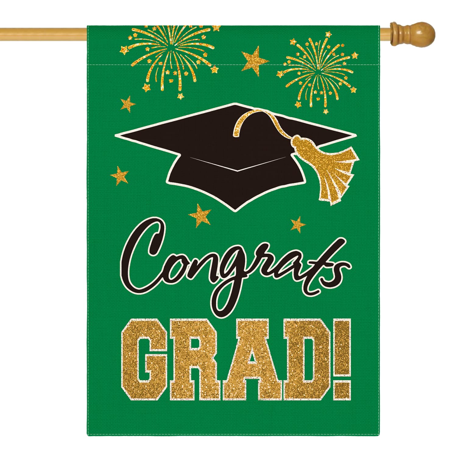 Drapeau cérémonie de remise de diplôme double face vert de haute qualité