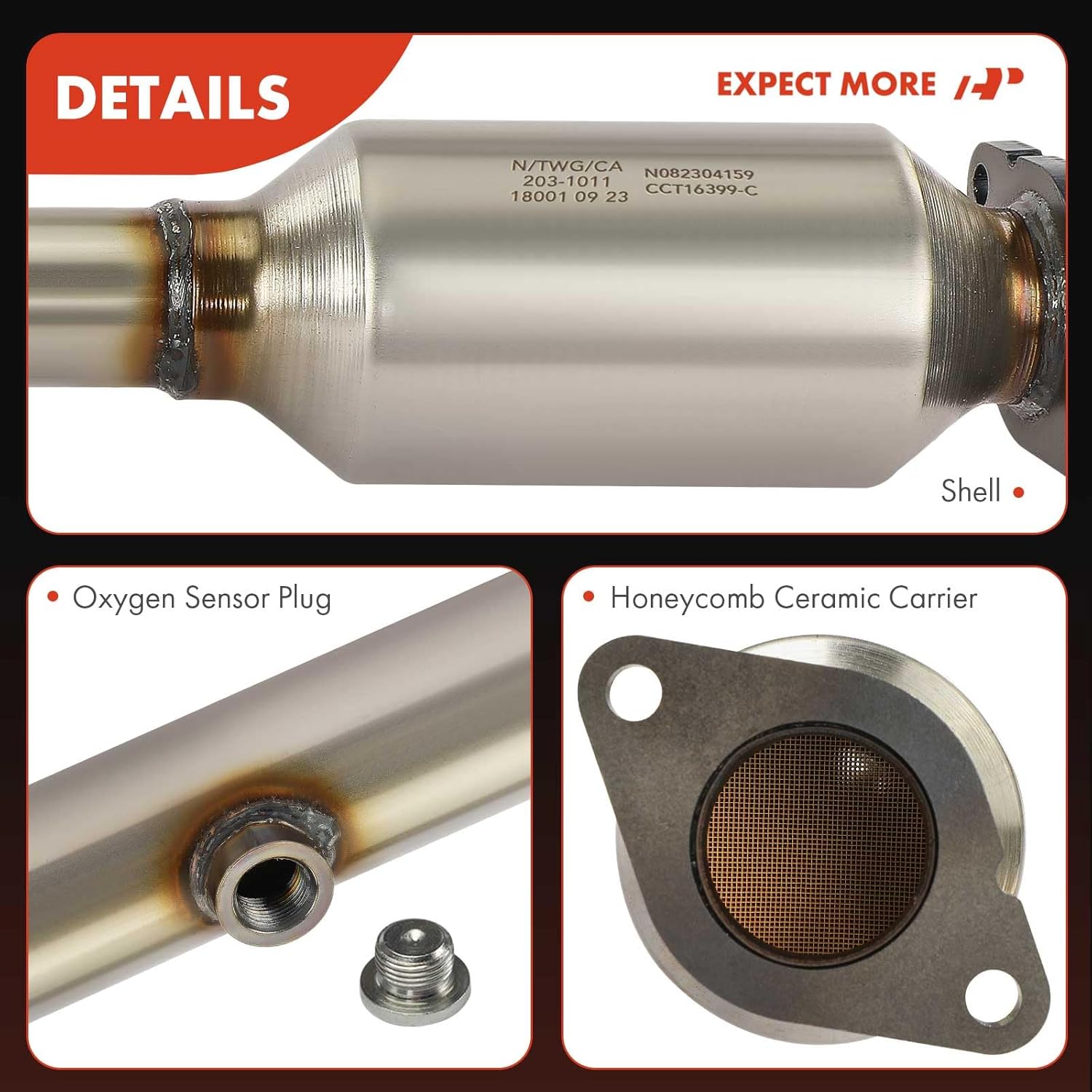 A-Premium Rear Right Catalytic Converter Kit Direct-Fit Compatible with Nissan Frontier 2005-2019, Pathfinder 2005-2012, NV1500, NV2500, NV3500, Xterra & Suzuki Equator, 4.0L, EPA Compliant