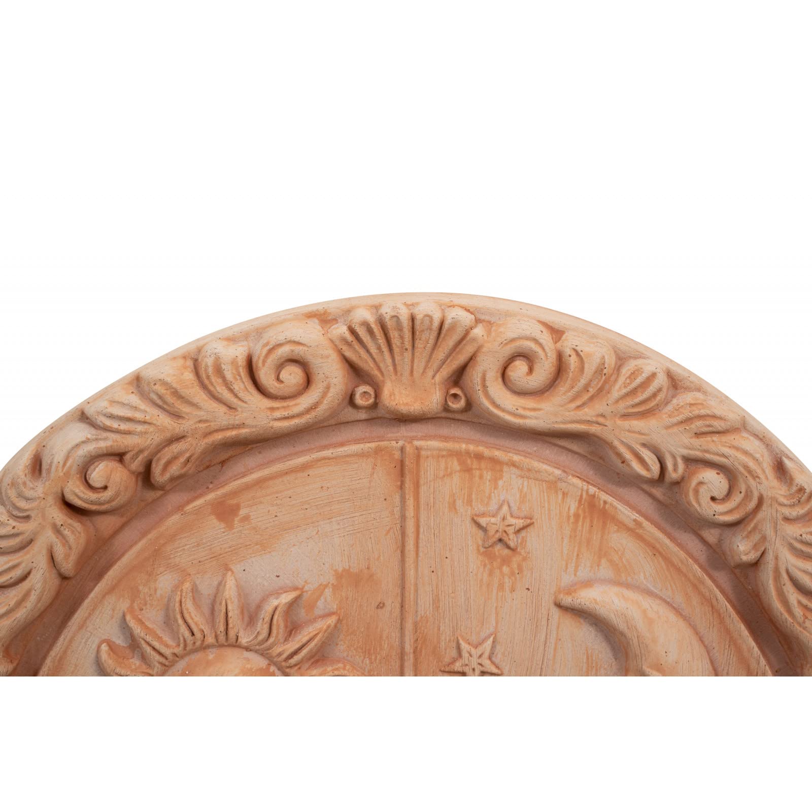 Biscottini Meridiana in terracotta 53,5x6,5x53 Made in Italy - Pannelli decorativi Sole e luna - Decorazioni casa terracota cucina - Accessori casa shabby - Orologio giardino - Bussola professionale