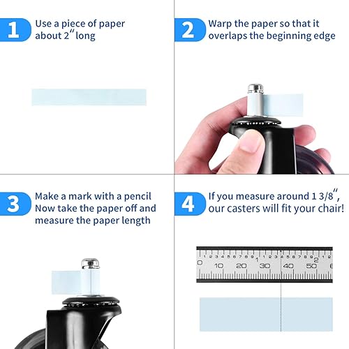 Miniatura 7 de Ruedas de repuesto para silla de oficina, (juego de 5) ruedas de hoja enrollable de 3 pulgadas, ruedas suaves y resistentes, seguras para todos los