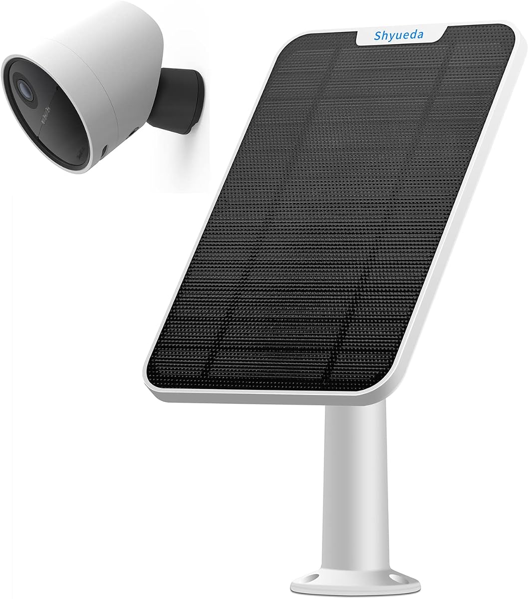 4W Solar Panel Charging Compatible with SimpliSafe Outdoor Security Camera only, with 13.1ft Waterproof Charging Micro-USB Head Cable, IP65 Weatherproof,Includes Secure Wall Mount(White)