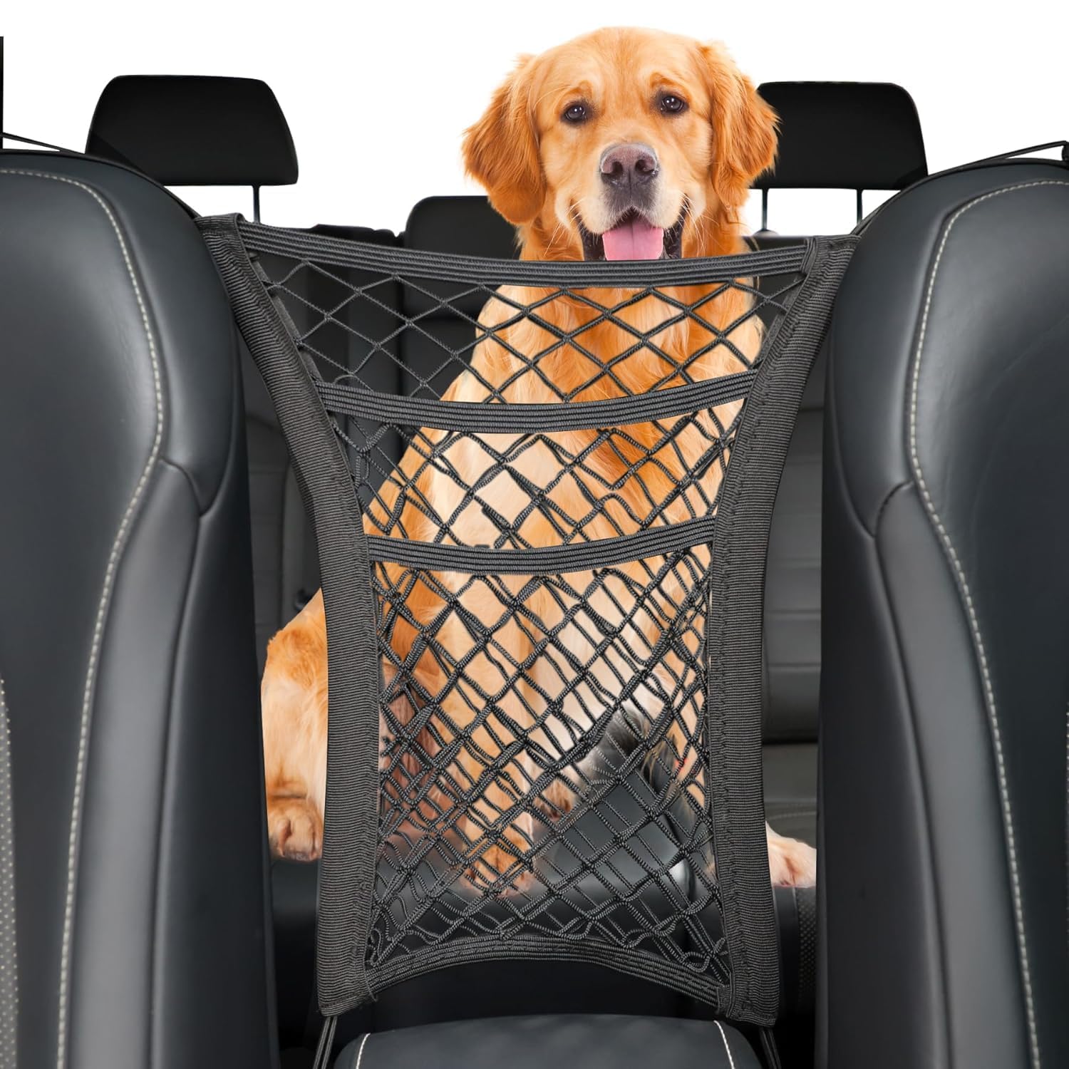 Cheet enterprise 3-Layer Car Mesh Organizer, Backseat Pet Kids Barrier, Cargo Tissue Purse Holder, Seat Back Net Bag, Driver Storage Netting Pouch
