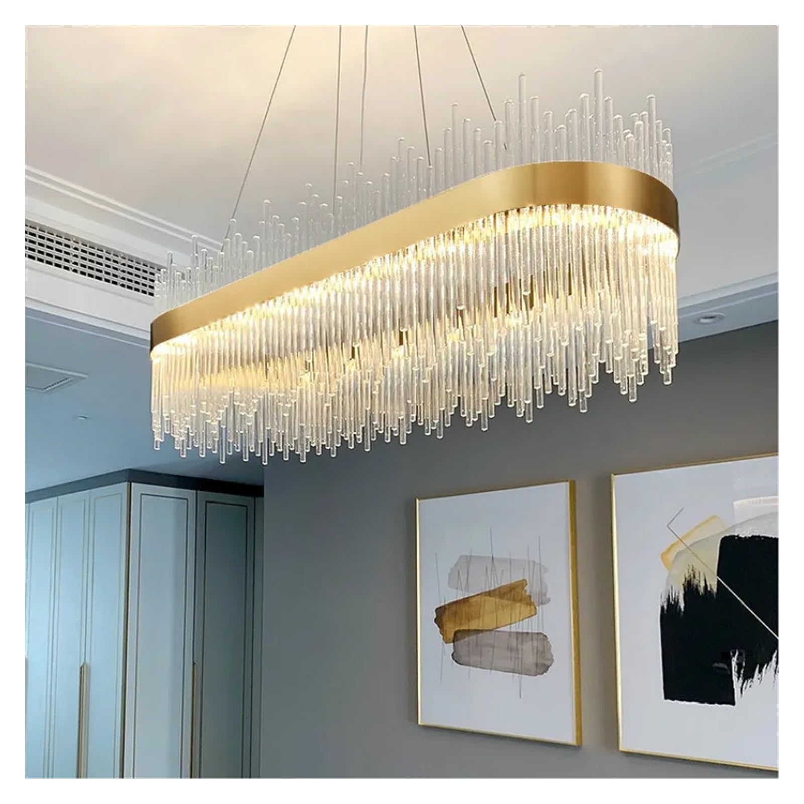 Genérico Lámparas de araña, Lámpara colgante LED de cristal lujo moderna for comedor, lámpara techo regulable, suspensión metal brillante, accesorios iluminación(1 ring dia80cm,Natural)