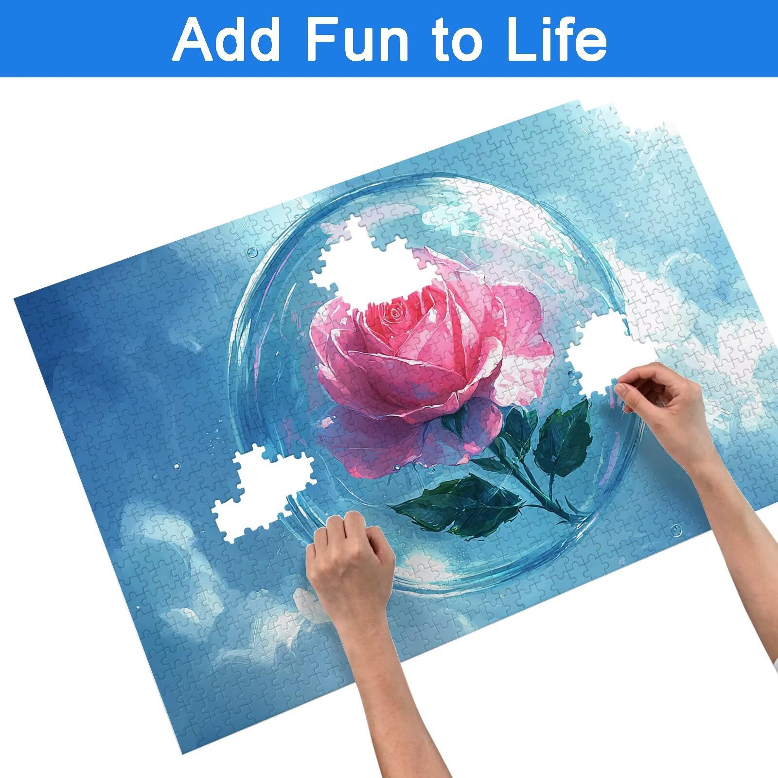 Puzzle 6000 sztuk dla dorosłych dzieci, puzzle z drewnianym kwiatem dla dorosłych, wymagające różowe łamigłówki, rodzinne gry edukacyjne, łamigłówki z pudełkiem do dekoracji domu, prezent dla kobiet i