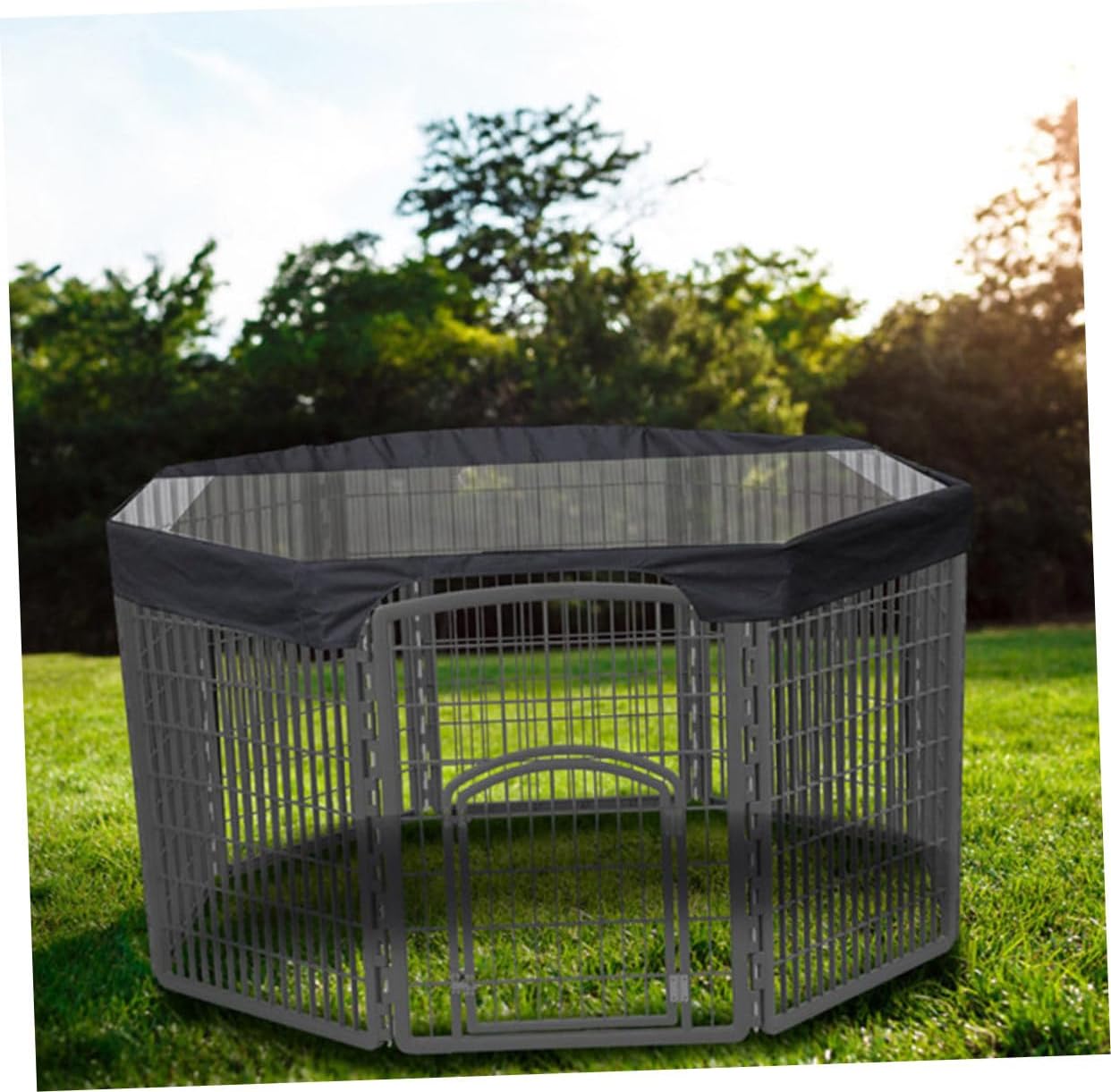 Sunproof Dog Playpen Cover Outdoor Pet Kennel Roof Protector Lightweight Privacy Security for Dogs and Kittens Easy to Install and Carry