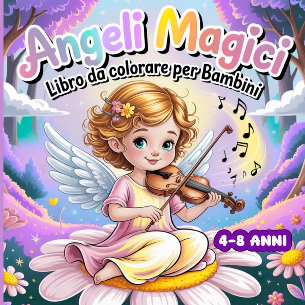 Angeli Magici Libro da Colorare per Bambini: 50 pagine da colorare divertenti e facili con dolci angeli, bambini, stelle e arcobaleni per bambini dai 4 agli 8 anni