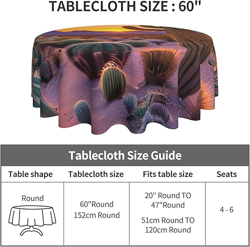 Miniatura 5 de ZISHAK Mantel decorativo redondo Cactus Desert Sunsets transforma tus mesas de comedor y café con nuestro exuberante acento de lino