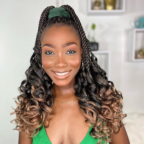 Miniatura 1 de Cabello de ganchillo Passion Twist de 14 pulgadas, trenzas de cabello de Passion Twist, cabello pretrenzado con rizos de pasión, extensiones de