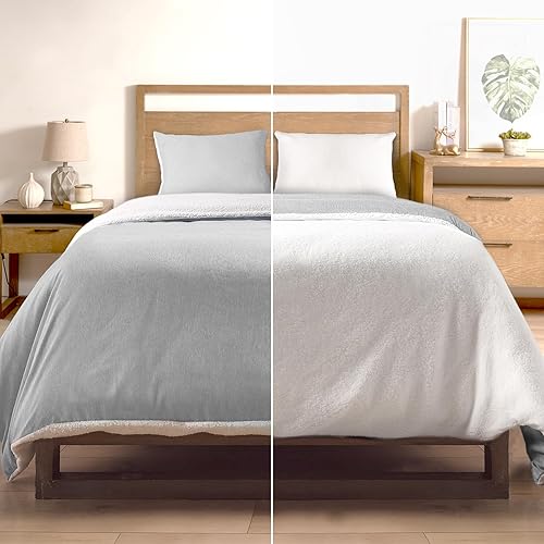 Funda de edredón King con cierre de cremallera, funda de edredón súper suave para todas las estaciones, funda de edredón sherpa, juego de ropa de
