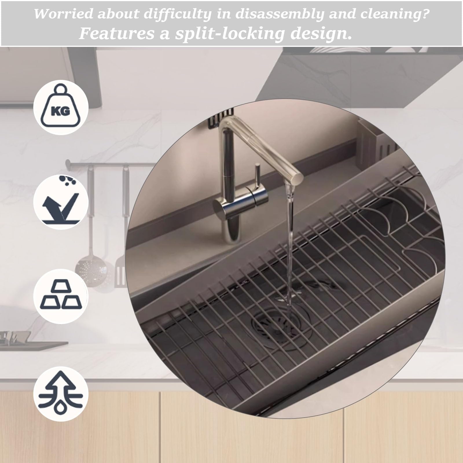 Escurreplatos multifuncional montado en la pared para cocina, estante de cocina, 90 cm, escurridor de platos para fregadero y ventana, ahorro de espacio, diseño resistente